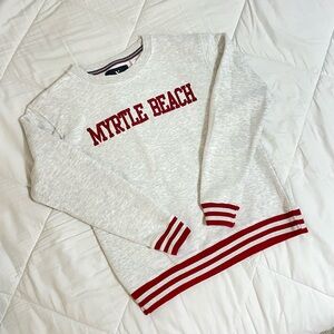 Myrtle Beach Varsity Crewneck Gray and Red